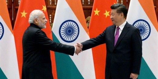 Indian Prime Minister Narendra Modi shakes hands with Chinese President Xi Jinping ahead of the G20 Leaders Summit, Hangzhou, China, Sept. 4, 2016 (AP photo by Wang Zhao).