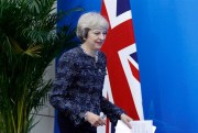 British Prime Minister Theresa May arrives for a press conference at the end of the G-20 summit, Hangzhou, China, Sept. 5, 2016 (AP photo by Ng Han Guan).