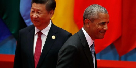 U.S. President Barack Obama and Chinese President Xi Jinping at the G-20 Summit, Hangzhou, China, Sept. 4, 2016 (AP photo by Ng Han Guan).