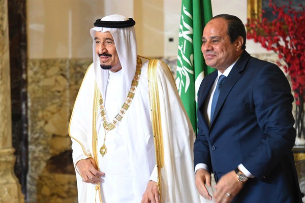Egyptian President Abdel-Fattah el-Sisi with Saudi Arabia's King Salman, Cairo, Egypt, April 8, 2016 (AP photo by Mohamed Abd El Moatey).