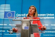 European Union High Representative Federica Mogherini speaks at a media conference, Brussels, Belgium, July 18, 2016 (AP photo by Darko Vojinovic).