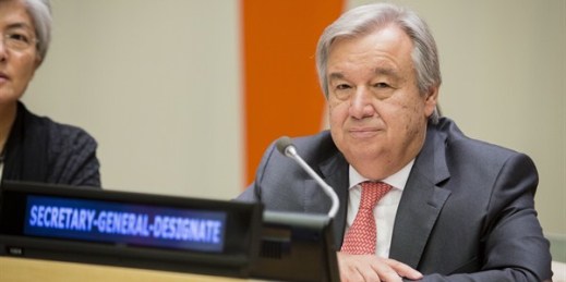 Antonio Guterres, Secretary-General-designate, at an informal meeting of the General Assembly, New York, Oct. 19, 2016 (U.N. photo by Manuel Elias).