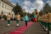 German Chancellor Angela Merkel arriving at the national palace, Addis Ababa, Ethiopia, Oct. 11, 2016 (AP photo by Mulugeta Ayene).