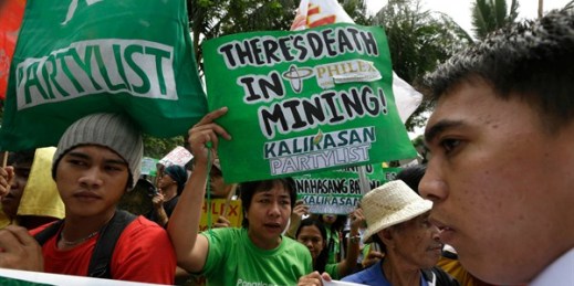 Demonstrators protest against a mining act, Manila, Philippines, Sept. 19, 2012 (AP photo by Bullit Marquez).