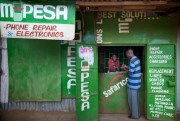 A service outlet for M-Pesa, the mobile-phone based money transfer and micro-financing service, in Gatina slum, Nairobi, Kenya, Dec. 16 2012 (Sipa photo by Benedicte Desrus).