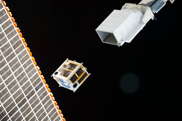 The Philippines' DIWATA-1 satellite is deployed from the International Space Station, April 27, 2016 (NASA photo).