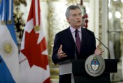 Argentine President Mauricio Macri during a press conference with Canadian Prime Minister Justin Trudeau, Buenos Aires, Nov. 17, 2016 (AP photo by Natacha Pisarenko).