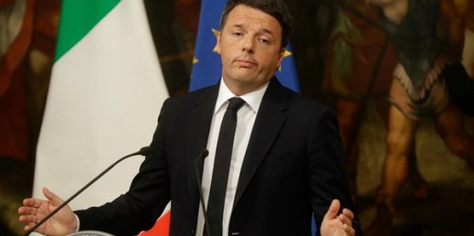 Italian Premier Matteo Renzi speaks at a press conference, Rome, Italy, Dec. 5, 2016 (AP photo by Gregorio Borgia).