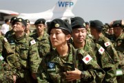 Members of the Japan Self-Defense Forces arrive to take part in the U.N. Mission in South Sudan, Juba, South Sudan, Nov. 21, 2016 (AP photo by Justin Lynch).