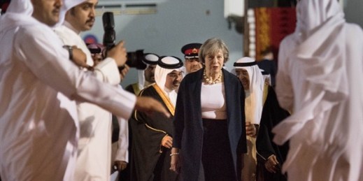 British Prime Minster Theresa May arrives in Bahrain, Dec. 5, 2016 (Photo by Stefan Rousseau via AP Images).