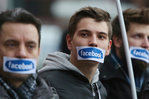Supporters of the Right Wing Movement protest against events, groups and profiles blocked by Facebook, Warsaw, Poland, Nov. 5, 2016 (AP photo by Czarek Sokolowski).