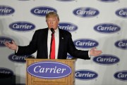 President-elect Donald Trump at a Carrier plant in Indianapolis, Dec. 1, 2016 (AP photo by Darron Cummings).