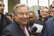 U.N. Secretary-General Antonio Guterres greets U.N. staff on his first day of work, New York, Jan. 3, 2017 (U.N. photo by Manuel Elias).