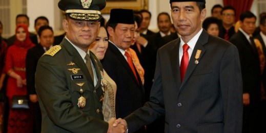 Gen. Gatot Nurmantyo, the head of the Indonesian Armed Forces, and President Joko Widodo, Jakarta, July 8, 2015 (AP photo by Achmad Ibrahim).
