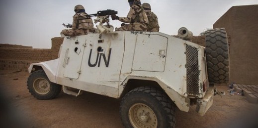 Chadian peacekeepers with the United Nations Multidimensional Integrated Stabilization Mission in Mali (MINUSMA) patrol the streets, Kidal, Mali, Dec. 17, 2016 (U.N. photo by Sylvain Liechti).