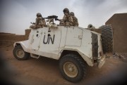 Chadian peacekeepers with the United Nations Multidimensional Integrated Stabilization Mission in Mali (MINUSMA) patrol the streets, Kidal, Mali, Dec. 17, 2016 (U.N. photo by Sylvain Liechti).