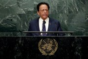 Former Mauritius Prime Minister Anerood Jugnauth addresses the 71st session of the United Nations General Assembly, New York City, Sept. 23, 2016 (AP photo by Richard Drew).
