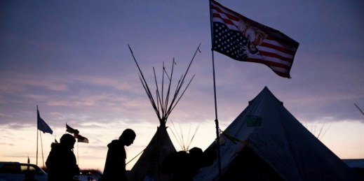 People gather at the Oceti Sakowin camp to protest the Dakota Access oil pipeline, Cannon Ball, North Dakota, Dec. 4, 2016 (AP photo by David Goldman).