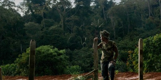 A FARC guerilla begins work on a transition zone two weeks after the camp was set to be completed, Carrizal, Colombia, Jan. 16, 2017 (photo by Camilo Mejia).