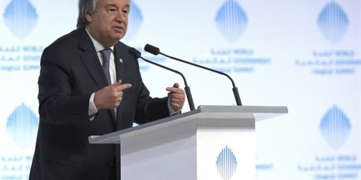 United Nations Secretary-General Antonio Guterres during the World Government Summit, Dubai, United Arab Emirates, Feb. 13, 2017 (AP photo).