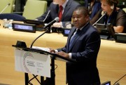 Mozambique’s president, Filipe Nyusi, addresses the United Nations Summit for Refugees and Migrants, New York, Sept. 19, 2016 (AP photo by Richard Drew).