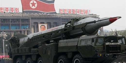 Ballistic missiles on display during a massive military parade to mark the 65th anniversary of the ruling Workers' Party, Pyongyang, North Korea, Oct. 10, 2010 (AP photo by Vincent Yu).