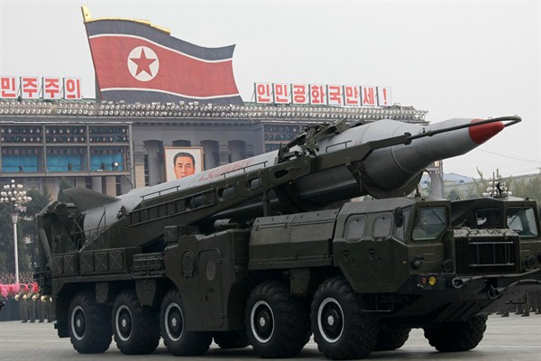 Ballistic missiles on display during a massive military parade to mark the 65th anniversary of the ruling Workers' Party, Pyongyang, North Korea, Oct. 10, 2010 (AP photo by Vincent Yu).