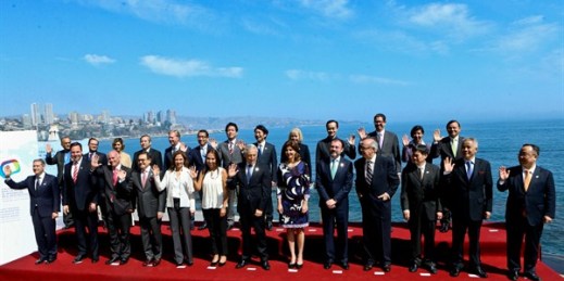 Representatives from member countries of the Trans-Pacific Partnership met to discuss a possible new regional trade deal, Vina del Mar, Chile, March 15, 2017 (AP photo by Esteban Felix).
