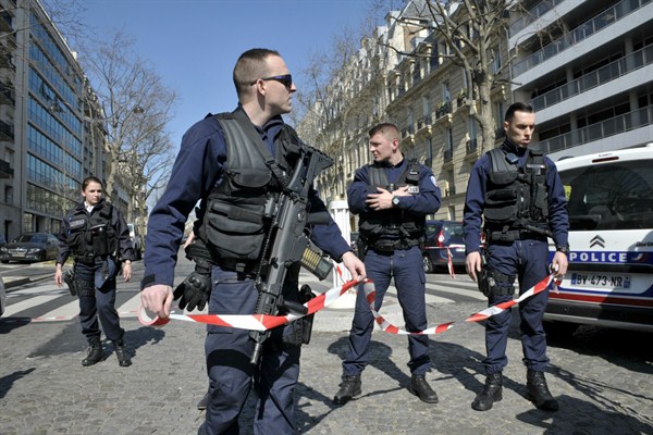 A letter bomb presumably containing handmade explosives went off after being opened at the offices of the International Monetary Fund in Paris, March 16, 2017 (Sipa via AP Images).