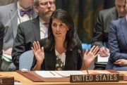 Nikki Haley, the U.S. ambassador to the U.N., speaks during a Security Council meeting on the peacekeeping mission in Democratic Republic of Congo, New York, March 31, 2017 (Albin Lohr-Jones for Sipa via AP Images).