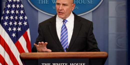 National Security Adviser H.R. McMaster speaks during the daily press briefing at the White House, Washington, May 12, 2017 (AP photo by Evan Vucci).