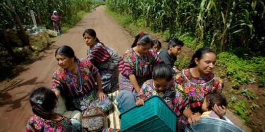 Rural midwives return home after shopping at the market in Patzun, Guatemala, Sept. 2, 2008 (AP photo by Rodrigo Abd).