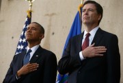 Former U.S. President Barack Obama and former FBI Director James Comey attend Comey’s installation ceremony at the FBI’s headquarters, Washington, Oct. 28, 2013 (AP photo by Charles Dharapak).