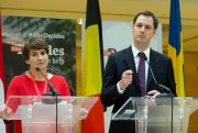 Belgium Deputy Prime Minister Alexander De Croo and Netherlands Minister for Trade and Development Cooperation Lilianne Ploumen discuss the She Decides initiative, Brussels, March 2, 2017 (AP photo by Virginia Mayo).