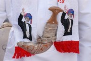 A traditional Omani dagger and a scarf bearing images of Sultan Qaboos, Muscat, November 5, 2016 (Press Association photo by John Stillwell via AP).