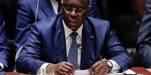 Senegalese President Macky Sall speaks during a U.N. Security Council meeting, Sept. 21, 2016 (AP photo by Julie Jacobson).