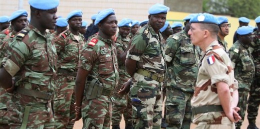 Soldiers stand during the inauguraton of Mali’s United Nations peacekeeping mission, Bamako, Mali, July 1, 2013 (AP photo by Harouna Traore).