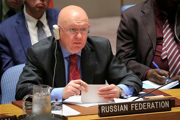 Vasily Nebenzya, Russia’s ambassador to the U.N., listens during the Security Council’s nonproliferation meeting on North Korea at U.N. headquarters, New York, Sept. 4, 2017 (AP photo by Bebeto Matthews).