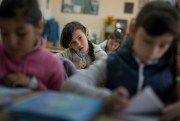 Students listen to a teacher of the Tatar language at a Tatar school, Crimea, Oct. 31, 2014 (AP photo by Alexander Zemlianichenko).