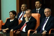 Turkish President Recep Tayyip Erdogan attends a special session in Turkey’s parliament to mark the anniversary of the botched coup attempt, Ankara, Turkey, July 15, 2017 (AP photo by Ali Unal).