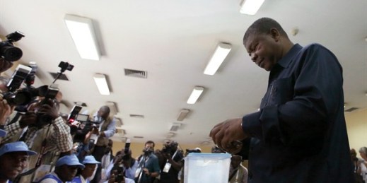 Angola’s new president, Joao Lourenco, casts his vote in the election that brought him to power, Luanda, Angola, Aug. 23, 2017 (AP photo by Bruno Fonseca).