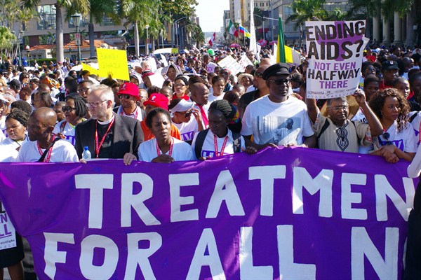 Civil rights activists march at the start of the 21st World Aids Conference, Durban, South Africa, July 18, 2016 (AP photo).