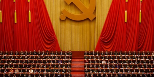 Chinese President Xi Jinping, front row center, applauds during the closing ceremony of the 19th Party Congress, Beijing, Oct. 24, 2017 (AP photo by Andy Wong).