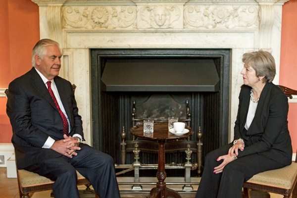 U.S. Secretary of State Rex Tillerson meets with British Prime Minister Theresa May at No. 10 Downing Street, London, Sept. 14, 2017 (State Department Photo).