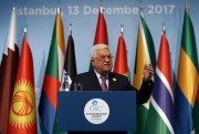 Palestinian President Mahmoud Abbas speaks during a news conference following the Organisation of Islamic Cooperation's Extraordinary Summit, Istanbul, Turkey, Dec. 13, 2017 (AP photo by Yasin Bulbul).