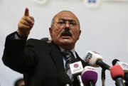 Former Yemeni President Ali Abdullah Saleh, who was killed Dec. 4, speaks during a ceremony marking the 30th anniversary of his General People’s Congress party, Sanaa, Yemen, Sept. 3, 2012 (AP photo by Hani Mohammed).