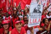 Demonstrators shout slogans in support of Brazilian former President Luiz Inacio Lula da Silva, Sao Paulo, Brazil, Jan. 24, 2018 (AP photo by Andre Penner).