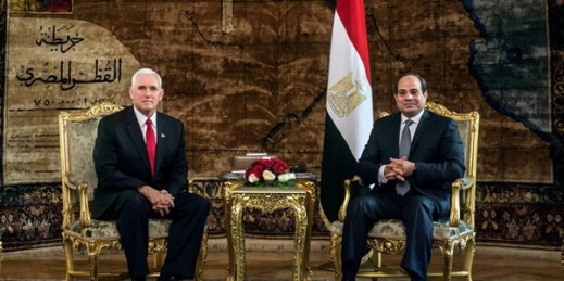 U.S. Vice President Mike Pence meets with Egyptian President Abdel-Fattah el-Sissi at the Presidential Palace in Cairo, Jan. 20, 2018 (Pool photo via AP by Khaled Desouki).