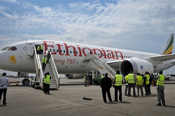 An Ethiopian Airlines' Boeing 787 Dreamliner prepares to take off from Addis Ababa airport, Ethiopia, April 27, 2013 (AP photo by Elias Asmare).