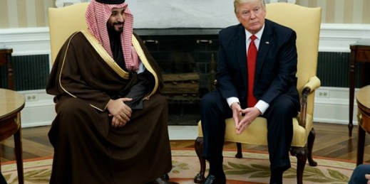 U.S. President Donald Trump meets with Mohammed bin Salman, who was Saudi Arabia’s deputy crown prince at the time, at the White House, Washington, March 14, 2017 (AP photo by Evan Vucci).
